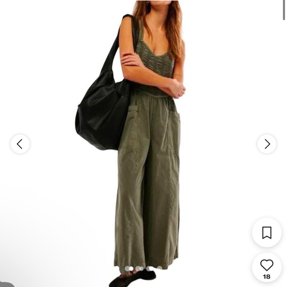 Free People Women's Olive Green Jumpsuit - Picture 1 of 13
